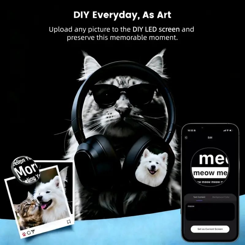 🎧 Bluetooth LCD Touchscreen ANC Headphones with DIY Wallpapers & Smart Features
