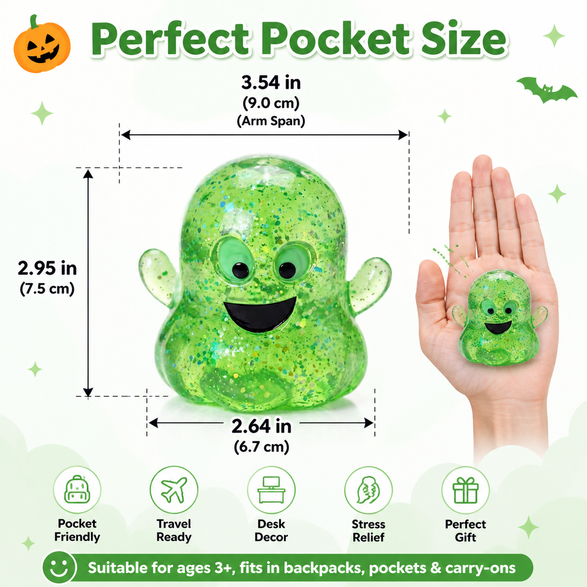 Stress-relieving ghost-shaped slow-rebound soft and cute fingertip toy