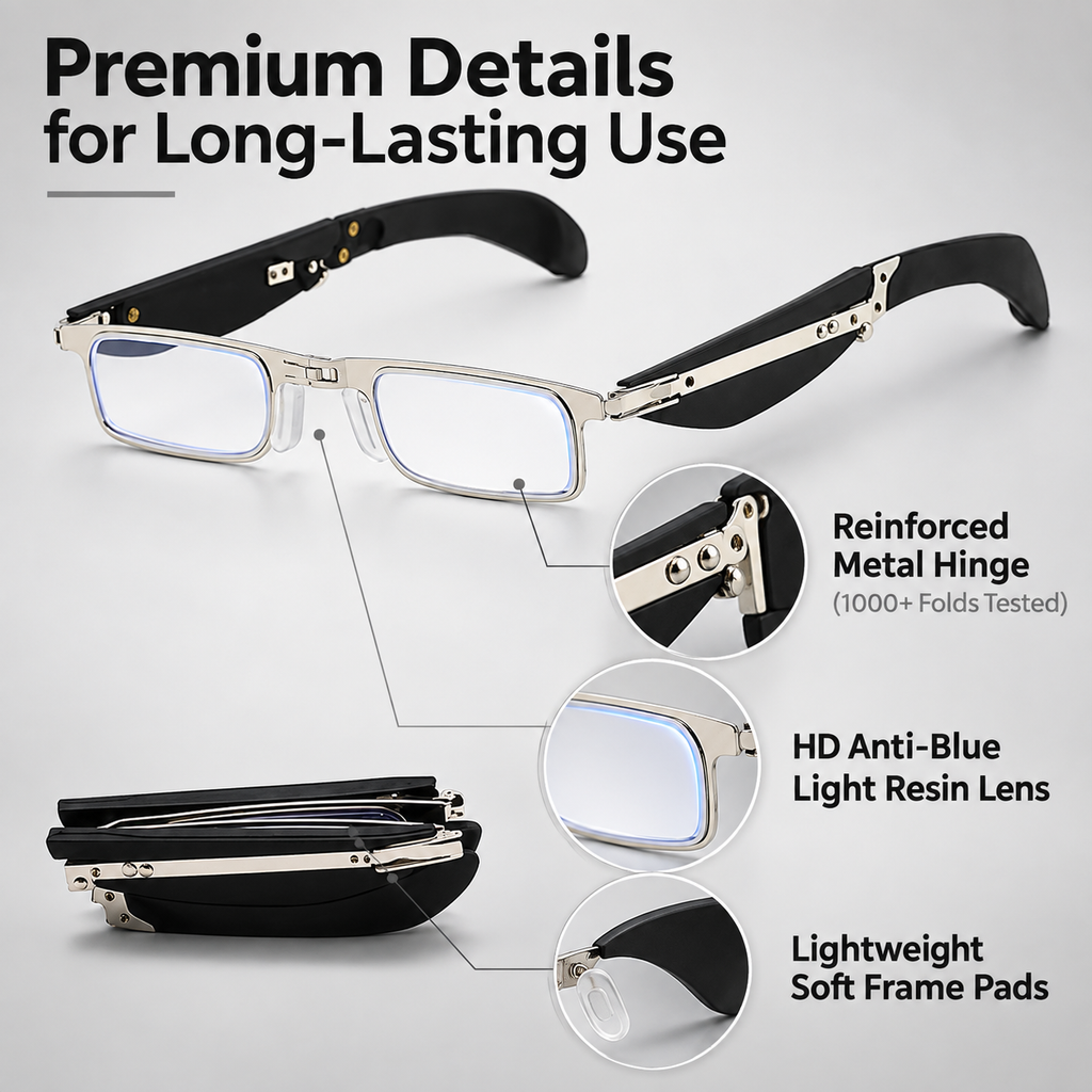 Mini Folding Reading Glasses: HD Anti-Blue Light Eye Protection Portable Readers for Elderly Travel
