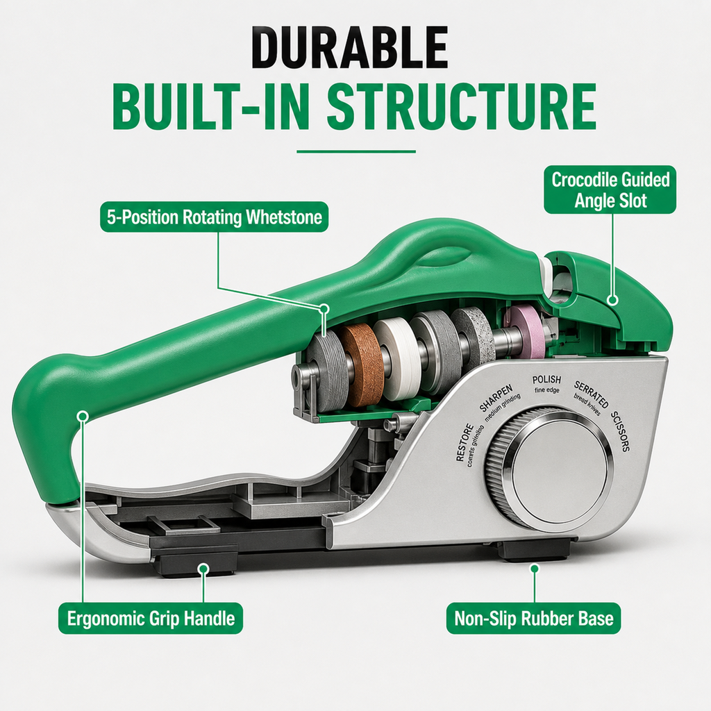 5-in-1 Adjustable Crocodile-Style Knife Sharpener