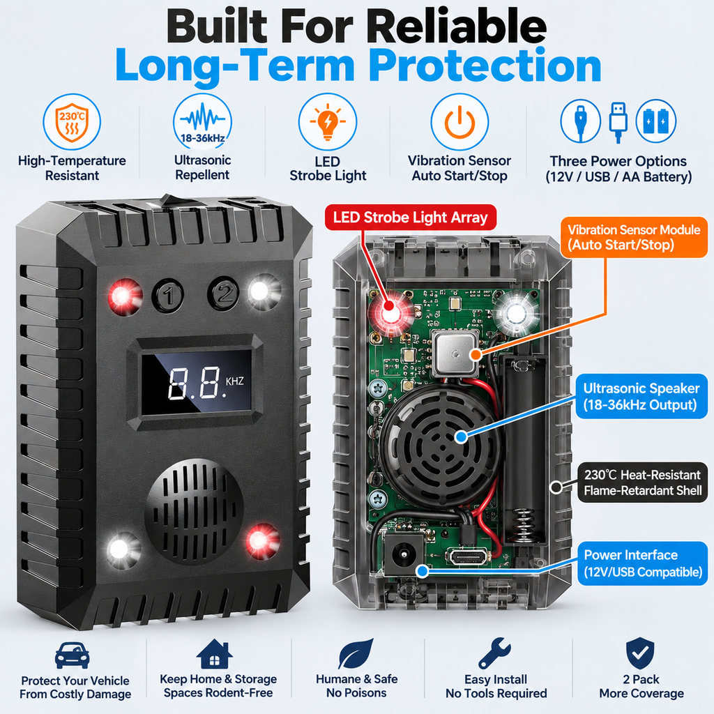 2026 Model Ultrasonic Rodent Repeller for Vehicle Engines