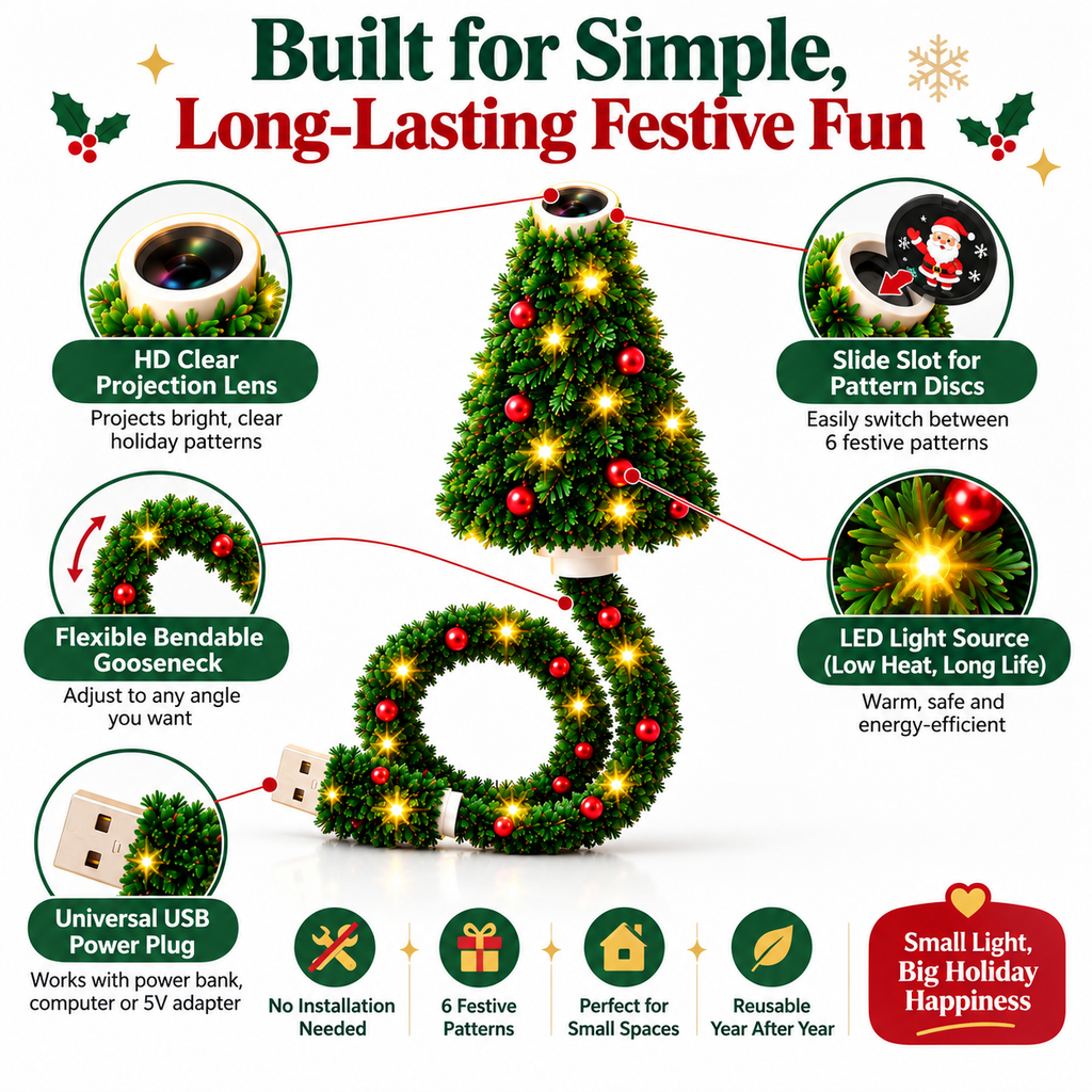 HD USB Christmas tree projector light