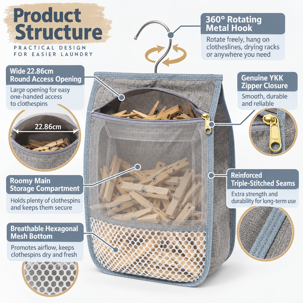 Outdoor Clothes Peg Storage Bag