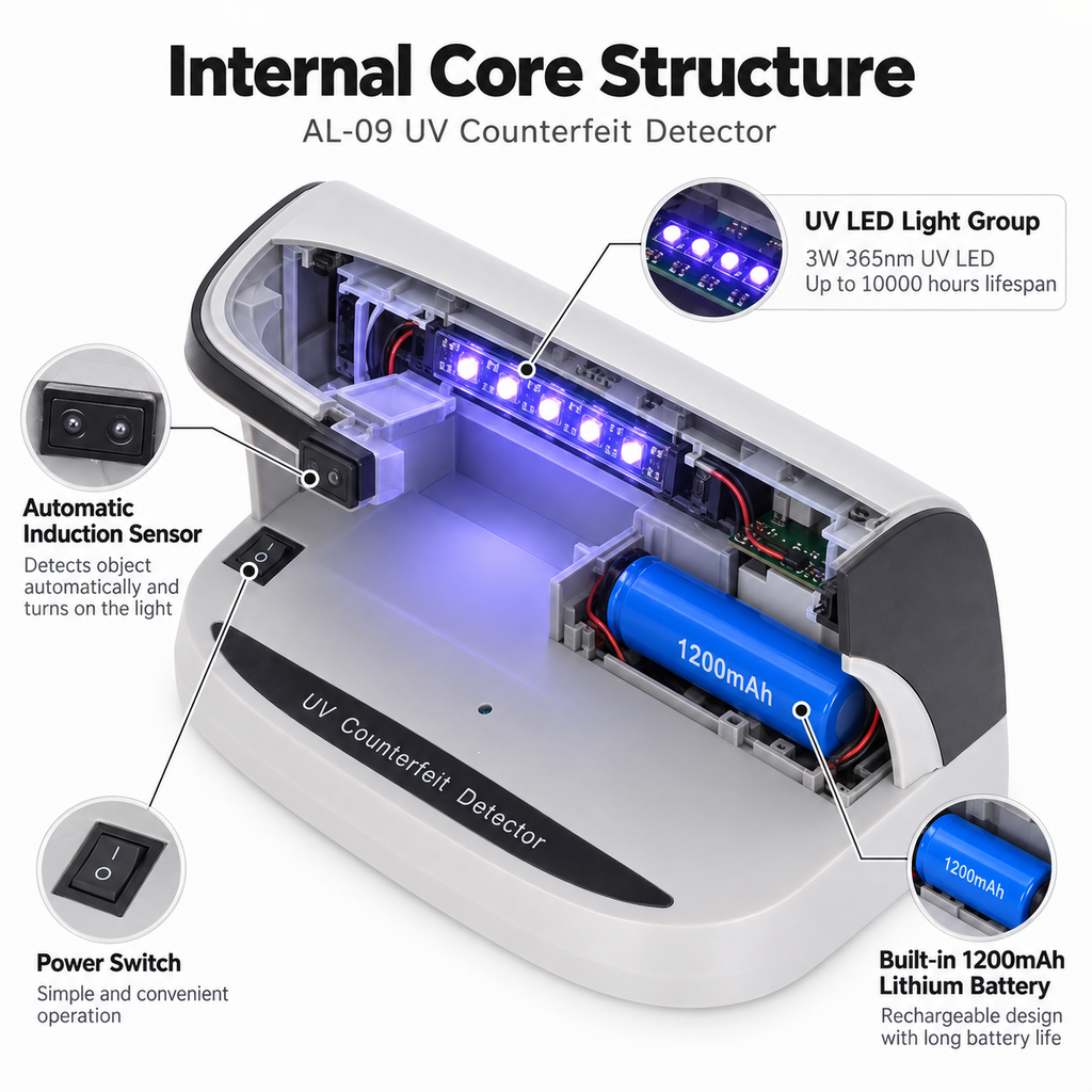 UV Banknote Detector — Supports verification of checks, passports, and credit cards