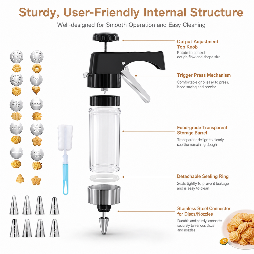 Cookie Press (includes decorating nozzles and bean paste molds)