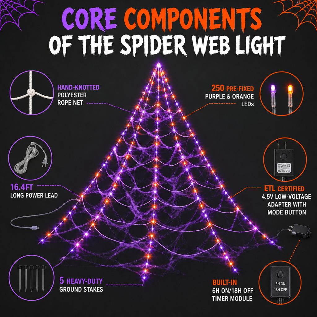 Halloween Spiderweb String Lights