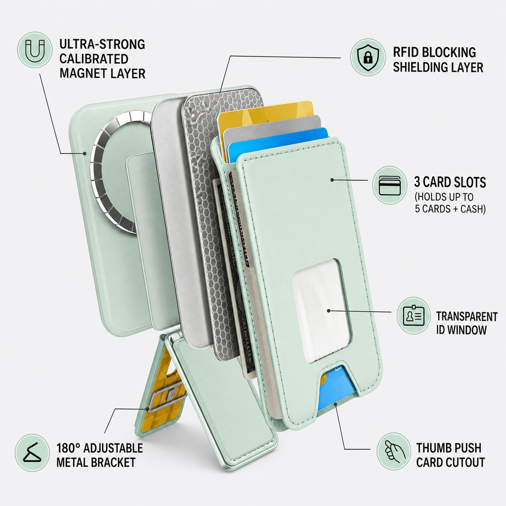 Magnetic leather phone case (with adjustable bracket) Magnetic clip