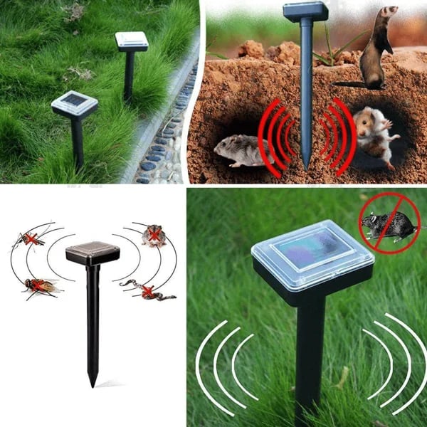 Upgraded 7000ft.🔥Solar Power Ultrasonic Gopher Mice Mole Pest Snake Repellent