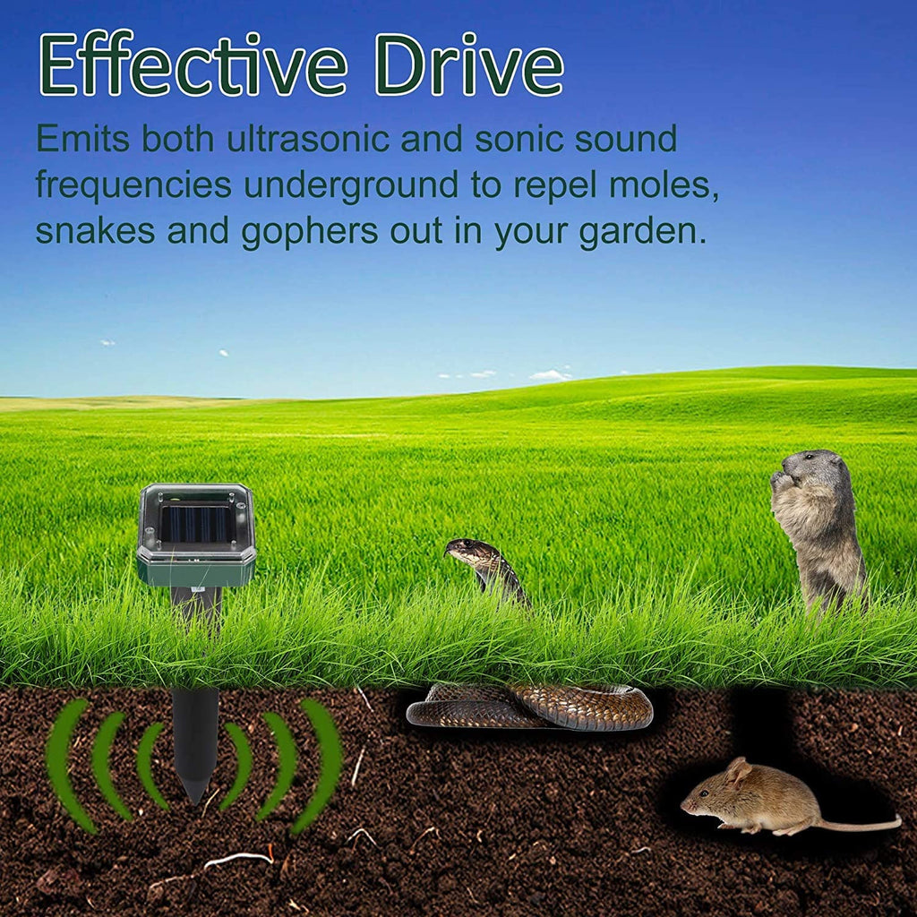 Upgraded 7000ft.🔥Solar Power Ultrasonic Gopher Mice Mole Pest Snake Repellent