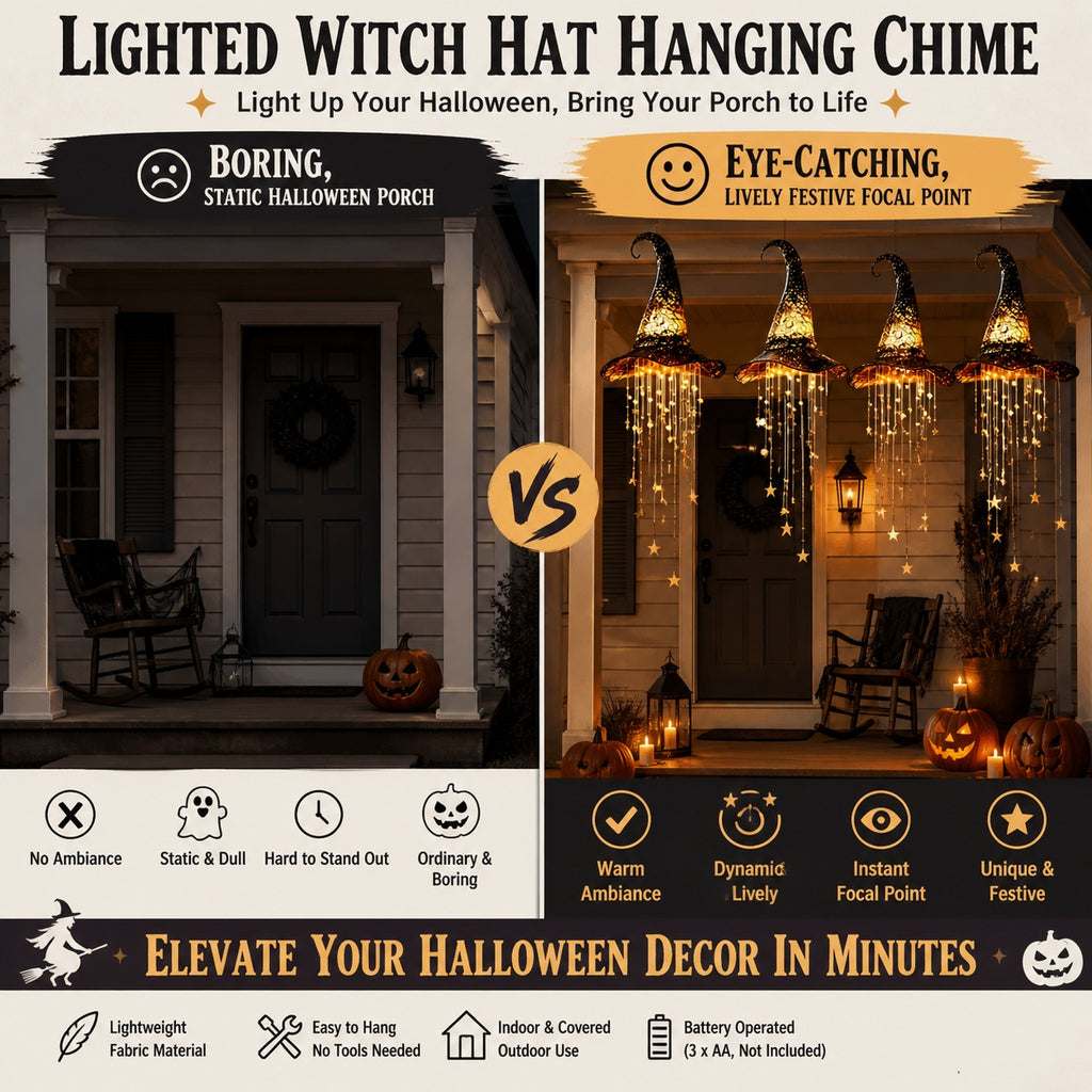 Glowing Star Tassel Witch Hat Ornament