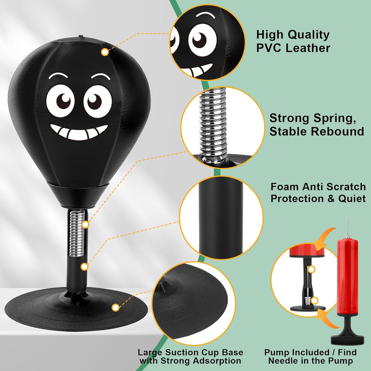 Desktop Punching Bag with Strong Suction Cup, Upgraded Spring Desk Punching Bag, Stress Buster Boxing Training Mini Boxing Ball for Office Home, Funny Stress Relief Gift for Coworkers, Friends