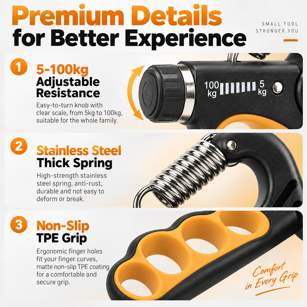 Professional Adjustable-Resistance Hand Gripper