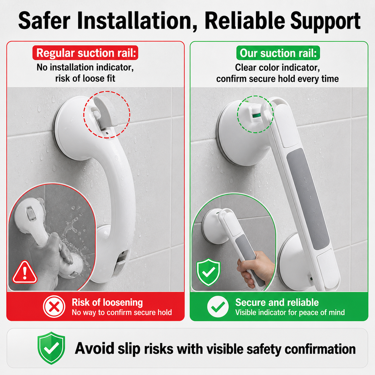 Suction Grab Rail Bar Safe Handle Handrail Disability Bath Shower Safety Support