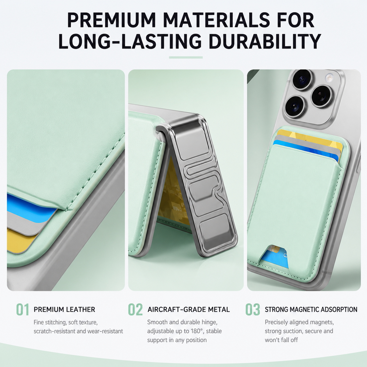 Magnetic leather phone case (with adjustable bracket) Magnetic clip