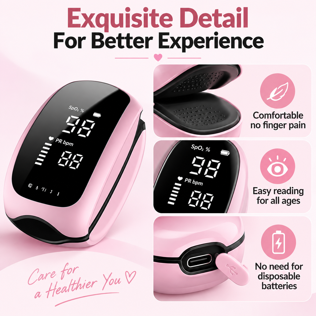 Rechargeable Fingertip Pulse Oximeter for Home Use