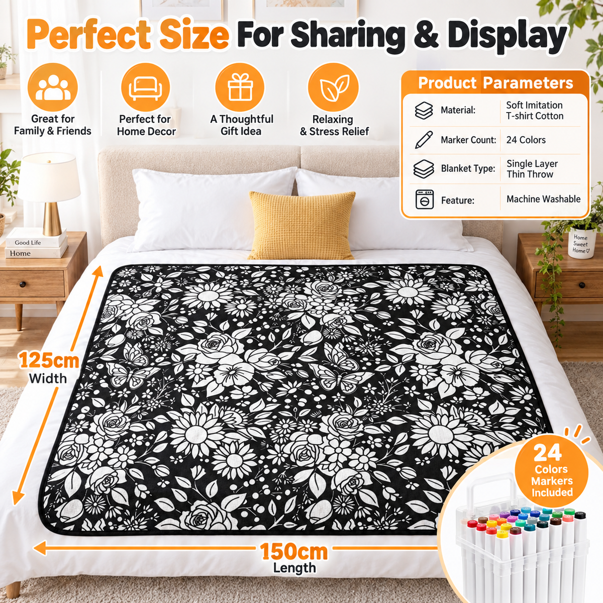 DIY Coloring Blanket Set (includes 24 markers)