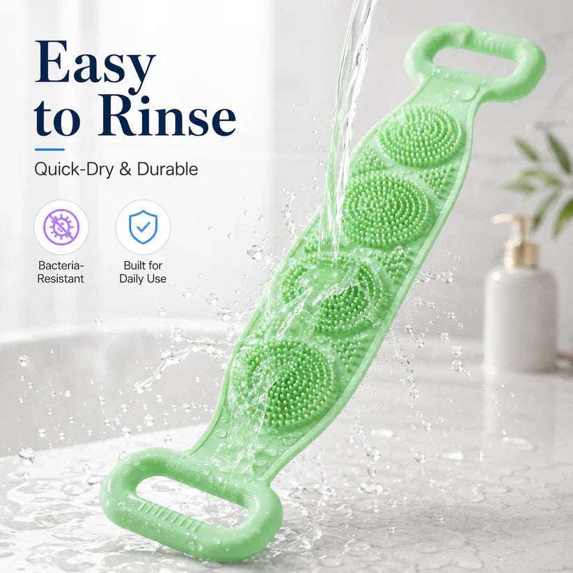 🛁 Double-Sided Silicone Back Scrubber – Long Exfoliating Bath Brush
