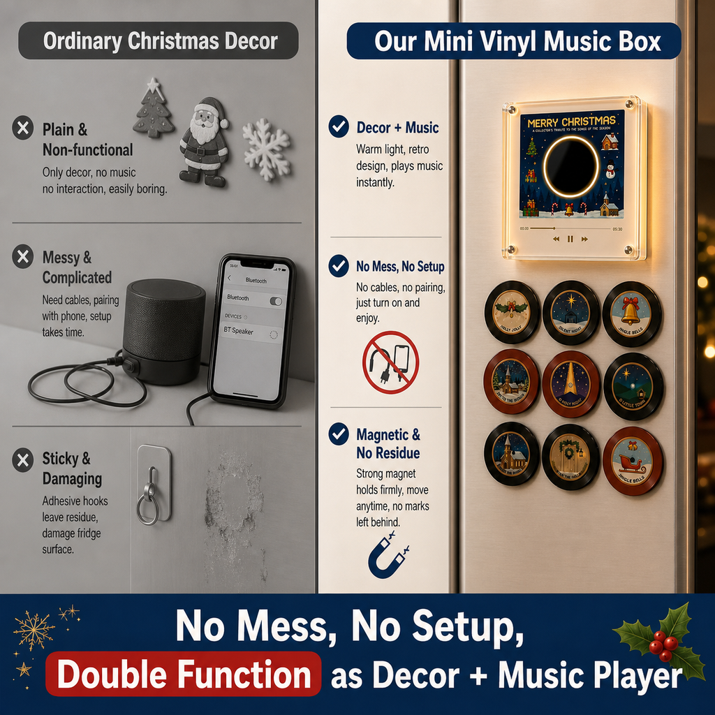 Christmas Mini Vinyl Record Fridge Music Box