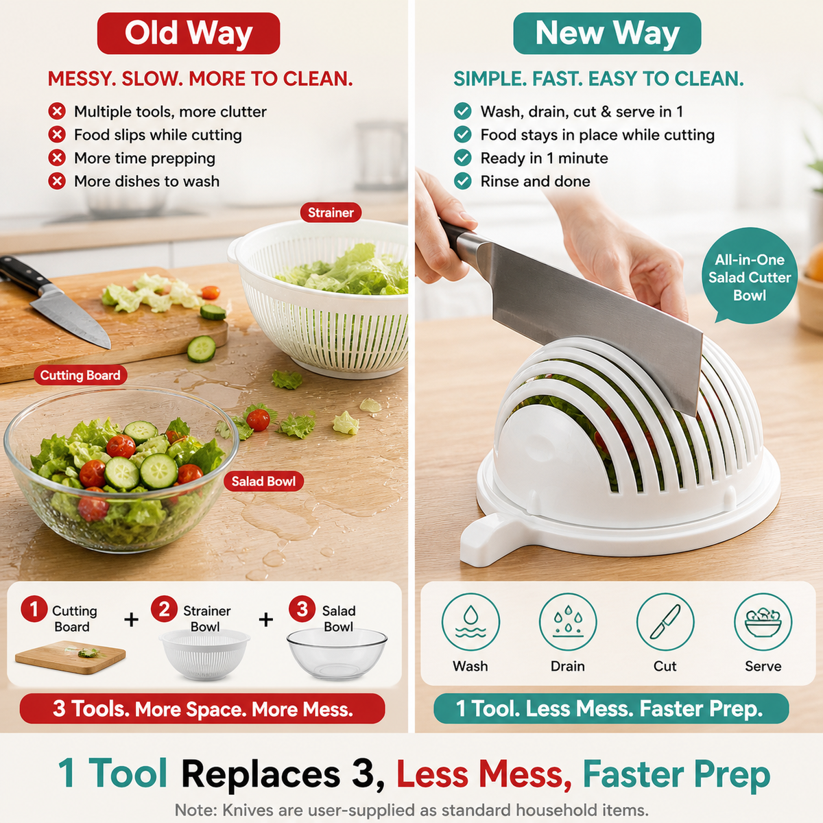 Fruit Salad Cutter Bowl with Strainer