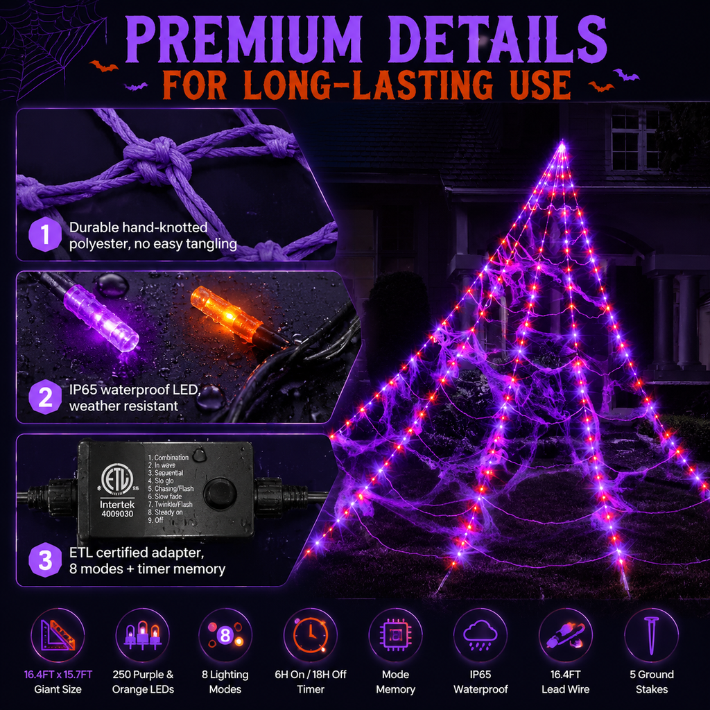 Halloween Spiderweb String Lights
