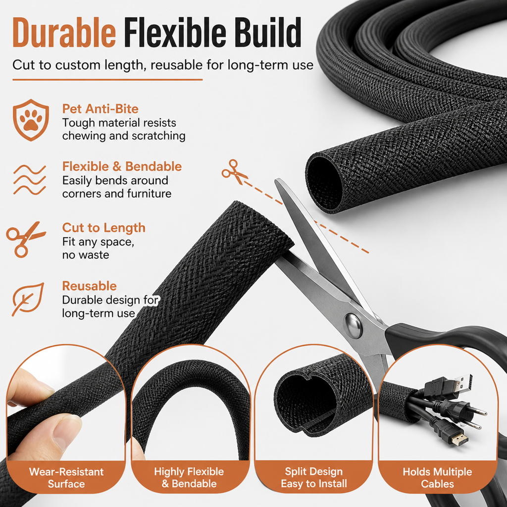 Pet-Proof Cable Protector — 10 Feet (Approx. 3 Meters)