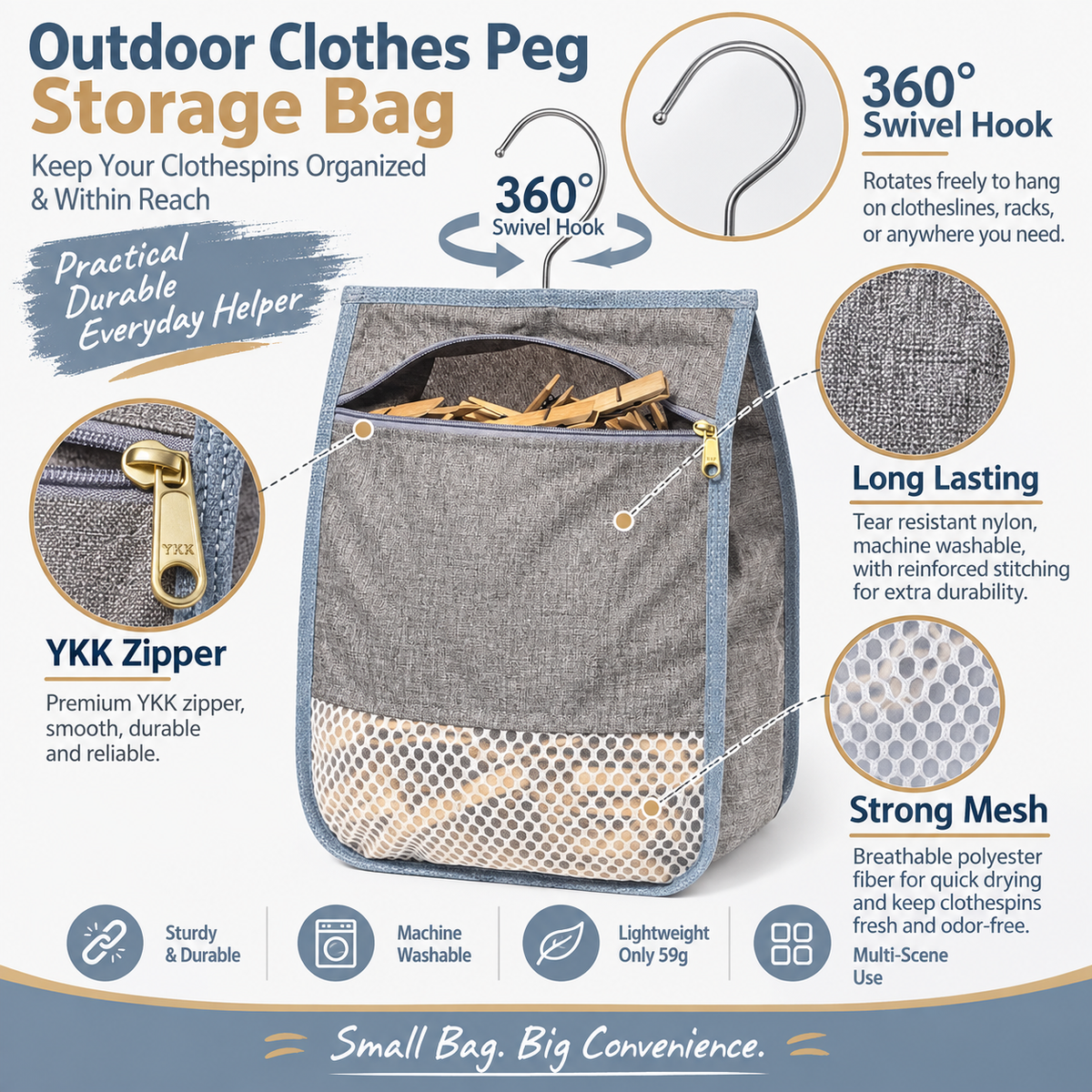 Outdoor Clothes Peg Storage Bag