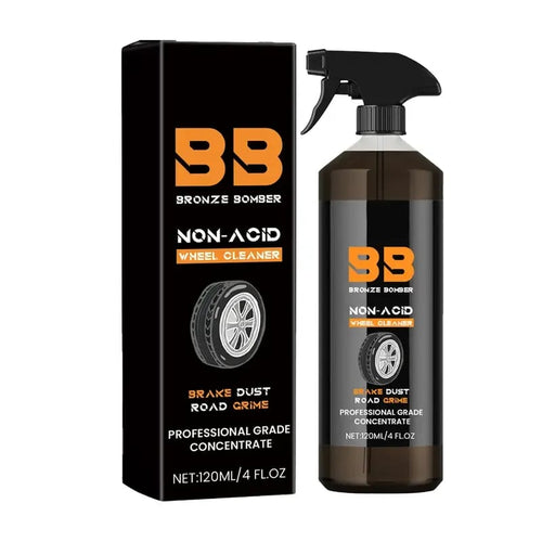 Bronze Bomber Non-Acid Wheel Cleaner 120ML, Iron & Rust Remover Spray for Wheels, Rims, and All Metal Surfaces, Safe for Cars, Motorcycles & Trucks, with Free Cleaning Towel