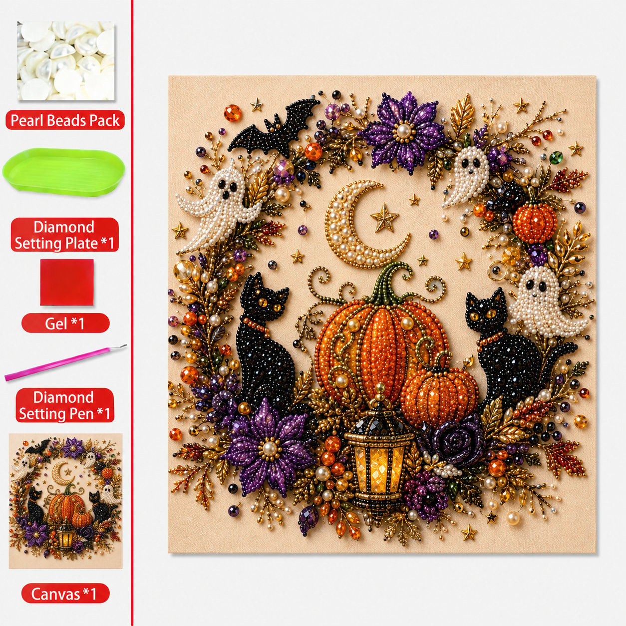 🔥 Last Day 60% OFF – 👻✨ Halloween Pearl Art DIY Kit – Turn Tiny Pearls into Spooky-Cute Magic