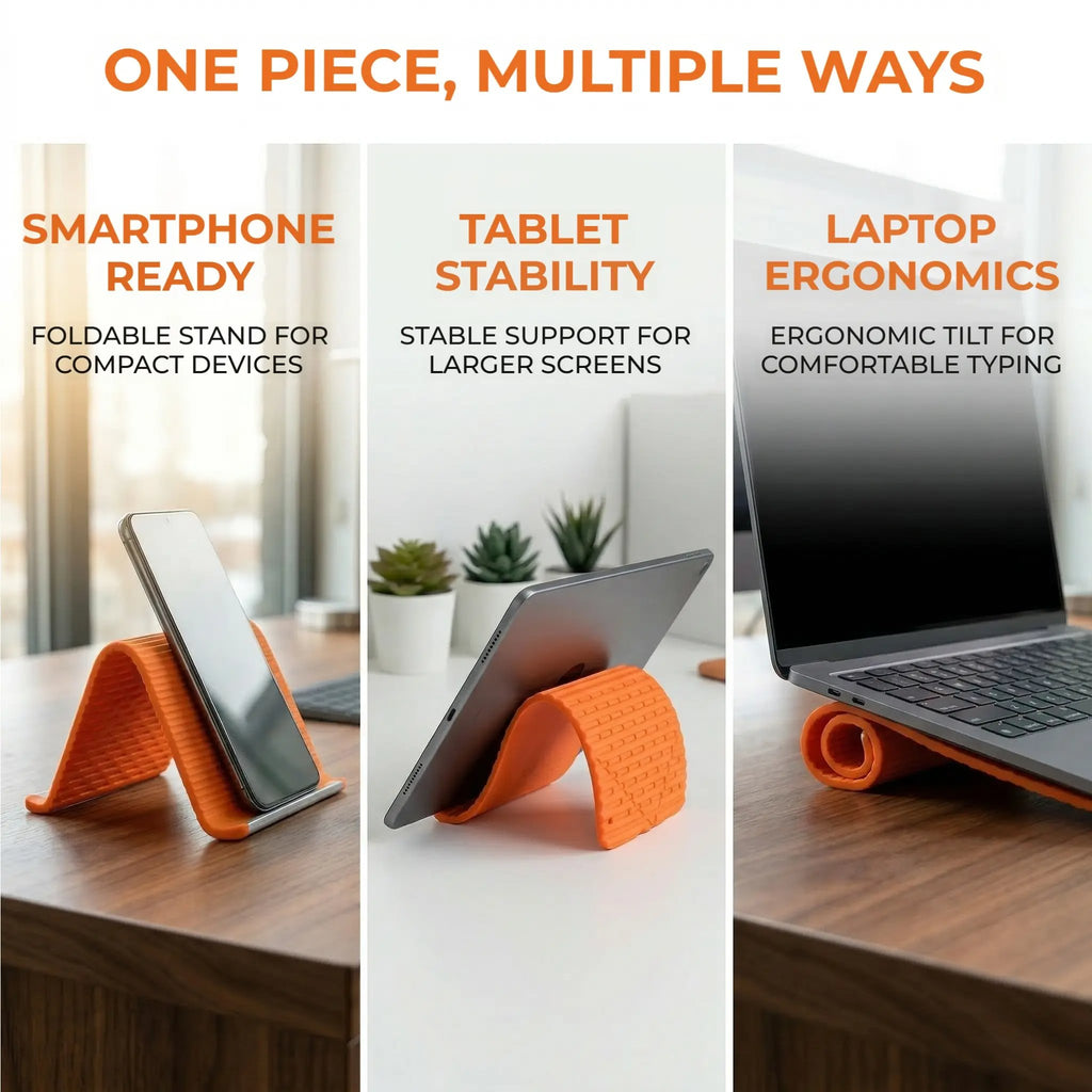 Flexible Silicone Aluminum Phone holder stand, Bendable Rollable Foldable Design