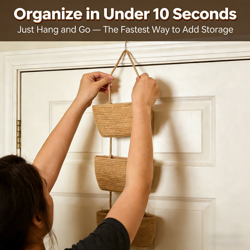 🚪 3-Tier Over-the-Door Hanging Basket Organizer