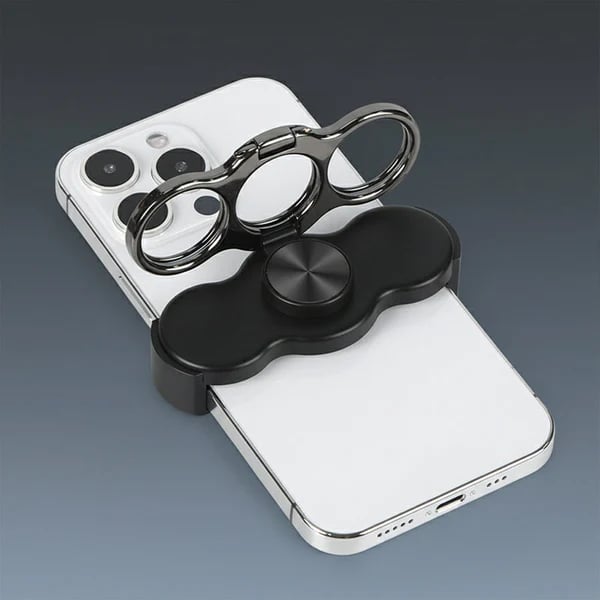 Dual-Ring Three-Finger Back Clip Holder - 360° Rotating Foldable Kickstand, Ultra Strong Clip Holder