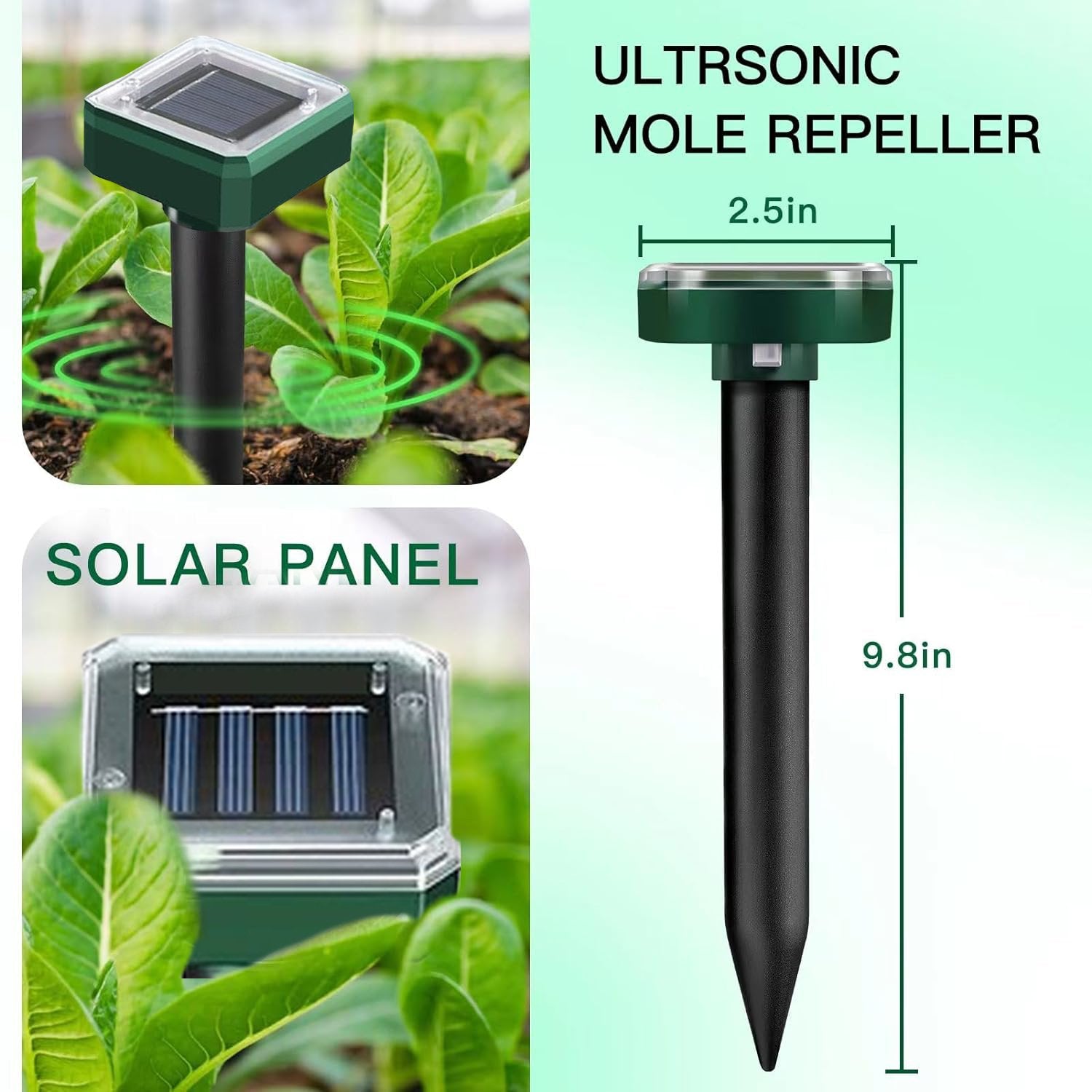 Upgraded 7000ft.🔥Solar Power Ultrasonic Gopher Mice Mole Pest Snake Repellent