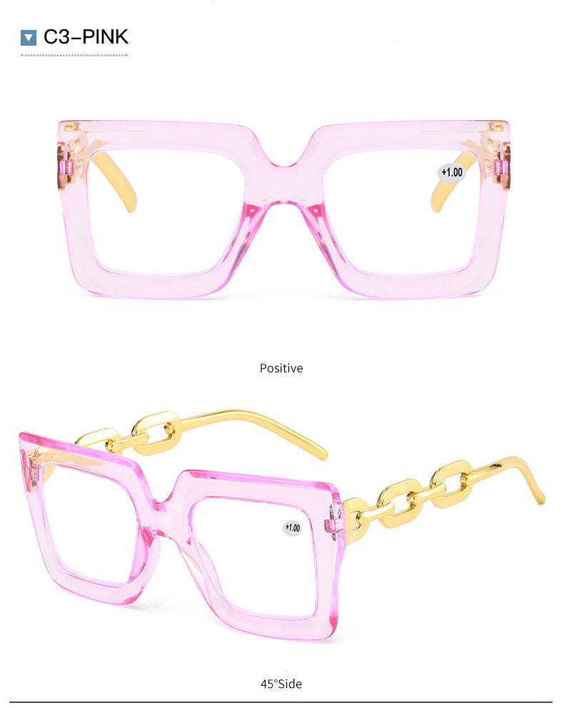 🔥Last day, 70% OFF!🔥-Women’s Oversized Square Chain Reading Glasses(1set-6pcs)