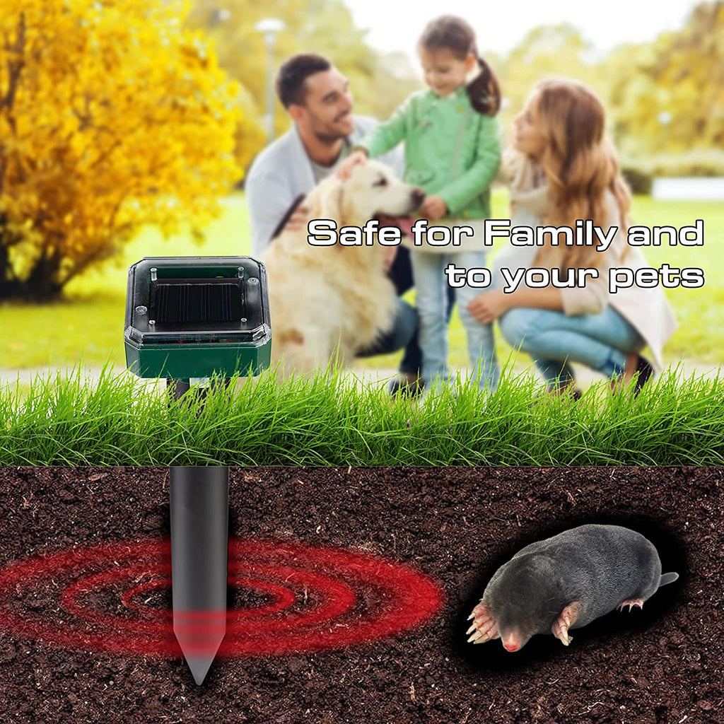 Upgraded 7000ft.🔥Solar Power Ultrasonic Gopher Mice Mole Pest Snake Repellent