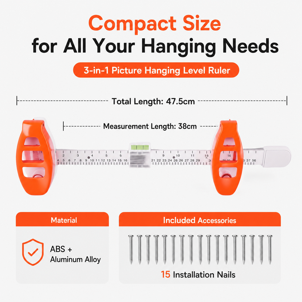 3-in-1 Picture Hanging Tool with Built-in Level