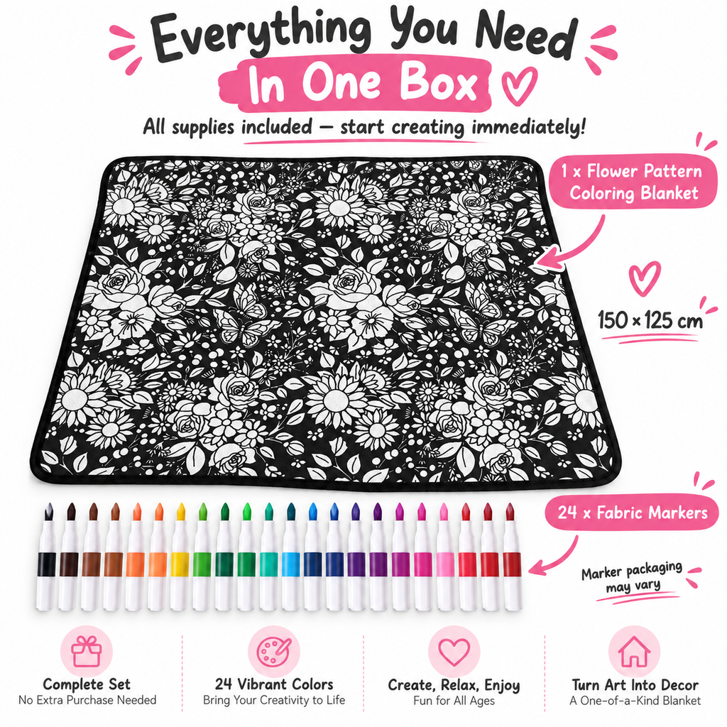 DIY Coloring Blanket Set (includes 24 markers)