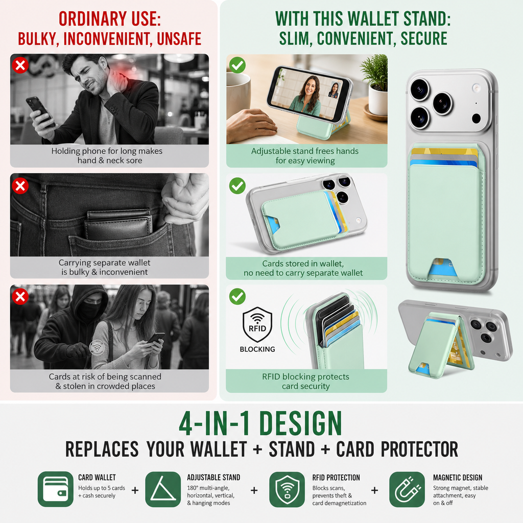 Magnetic leather phone case (with adjustable bracket) Magnetic clip