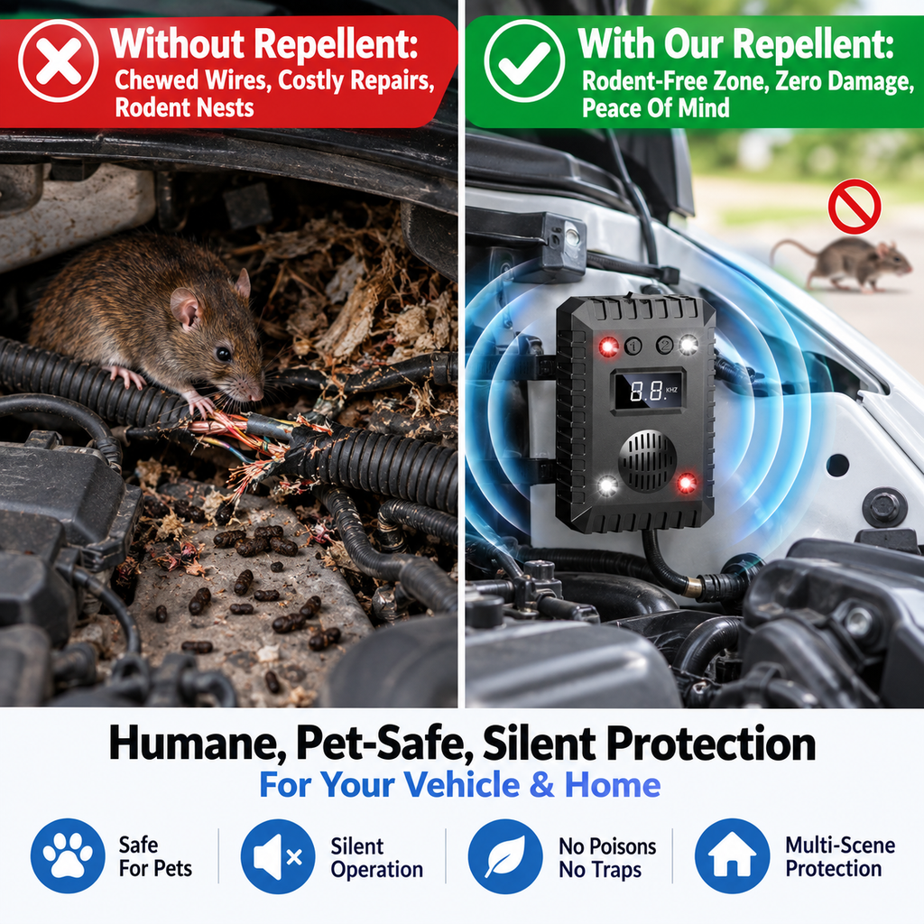 2026 Model Ultrasonic Rodent Repeller for Vehicle Engines