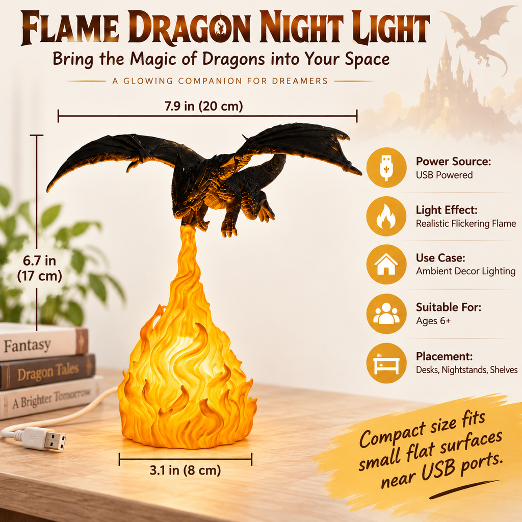 Charizard-shaped night light (with realistic fire-breathing effect)