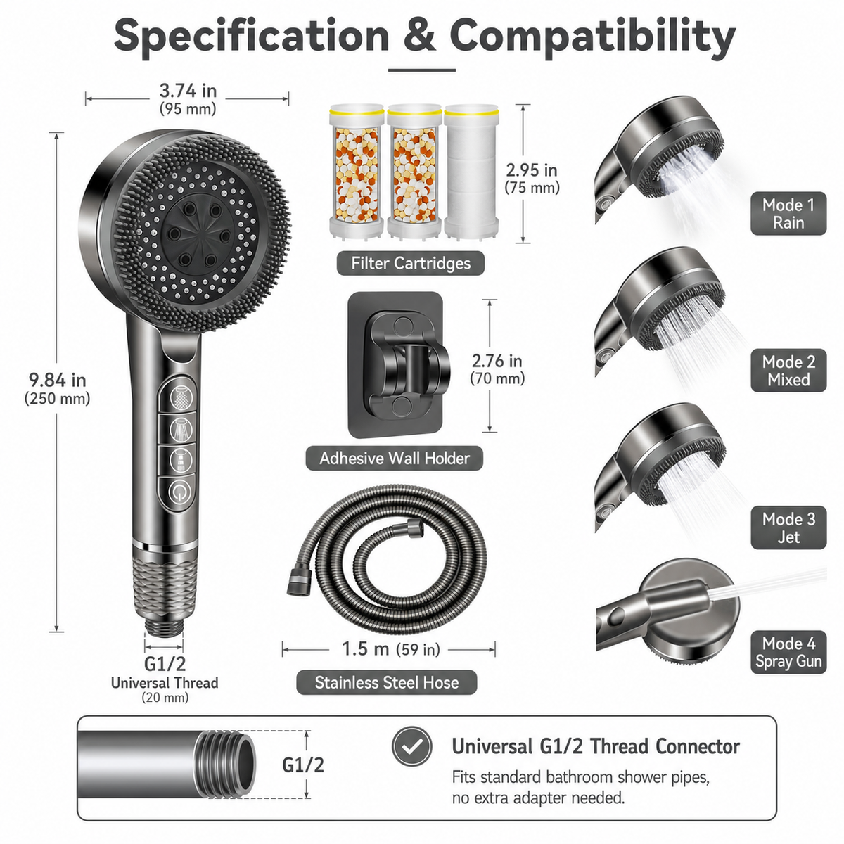 Retro American Handheld Shower Head