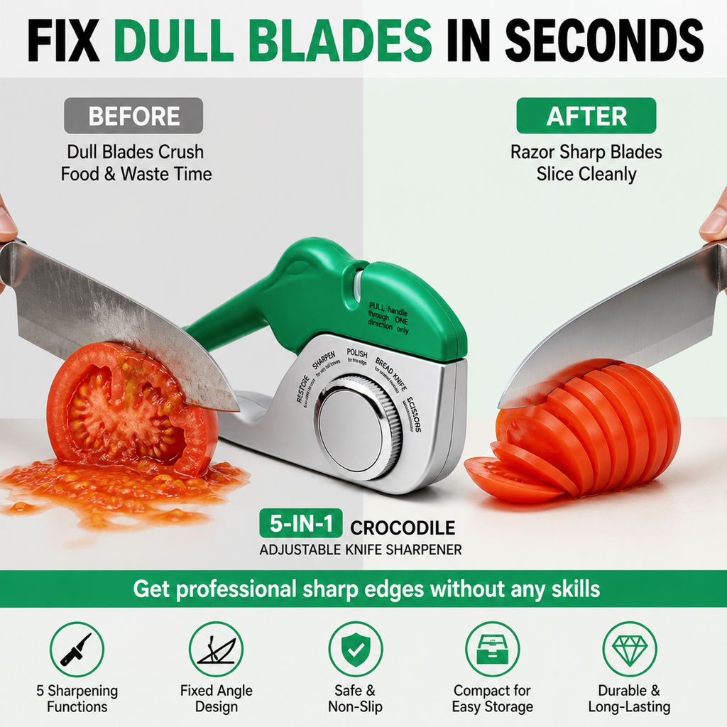 5-in-1 Adjustable Crocodile-Style Knife Sharpener