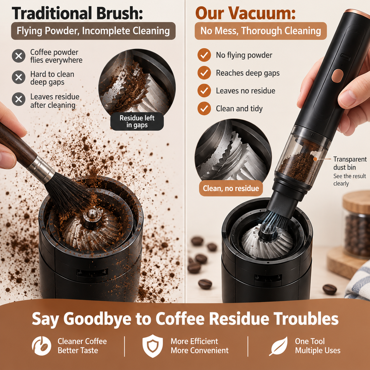 Coffee Grinder Cleaner Mini Vacuum