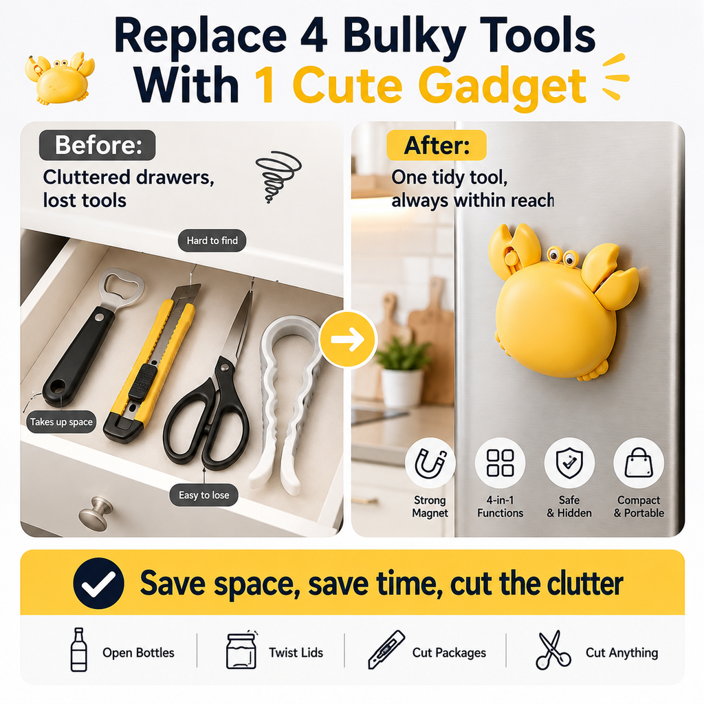 Compact 4-in-1 Kitchen Gadget with Bottle and Jar Opener