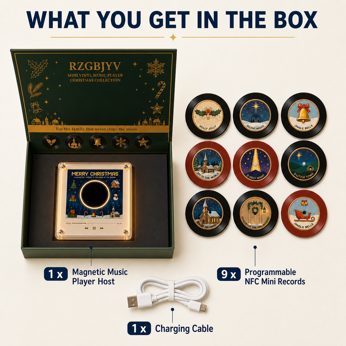 Christmas Mini Vinyl Record Fridge Music Box