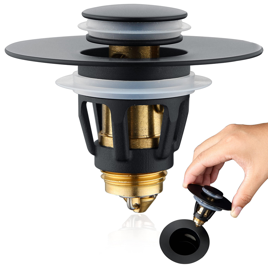 Stainless Steel Pop-up Sink Drain Plug (with Anti-Clog Strainer)
