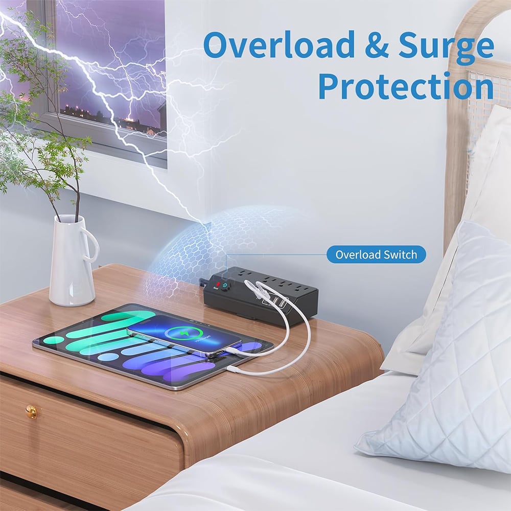 Space-Saving Clamp-on Power Strip 🔌 8/12-Port Desktop Edge Charging Station – Secure Grip Mounting with Surge Protection 💻