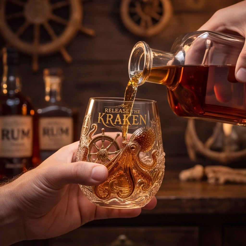Whiskey Glass with Skull Captain Design
