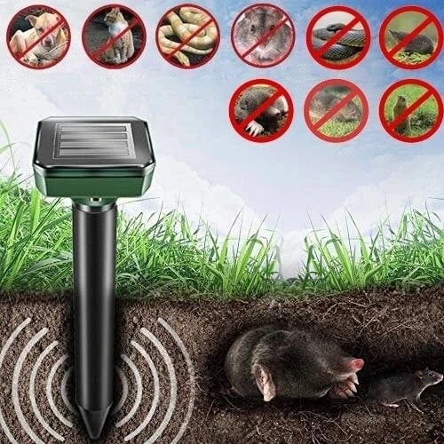 Upgraded 7000ft.🔥Solar Power Ultrasonic Gopher Mice Mole Pest Snake Repellent