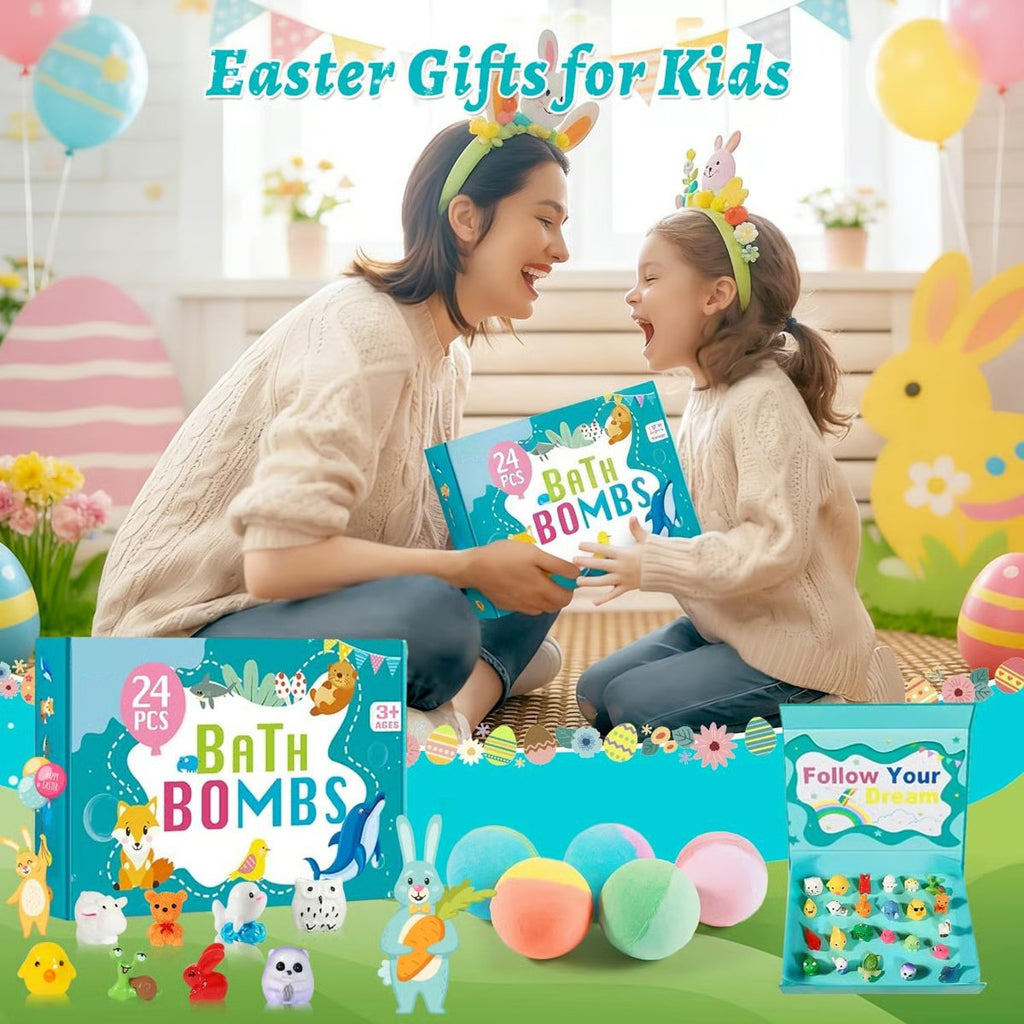 🛁 Natural Bath Bombs for Kids with Mega Bubbles & Surprise Inside 🥚✨ Same as in the video 🎁Comes with A Toy Storage Box