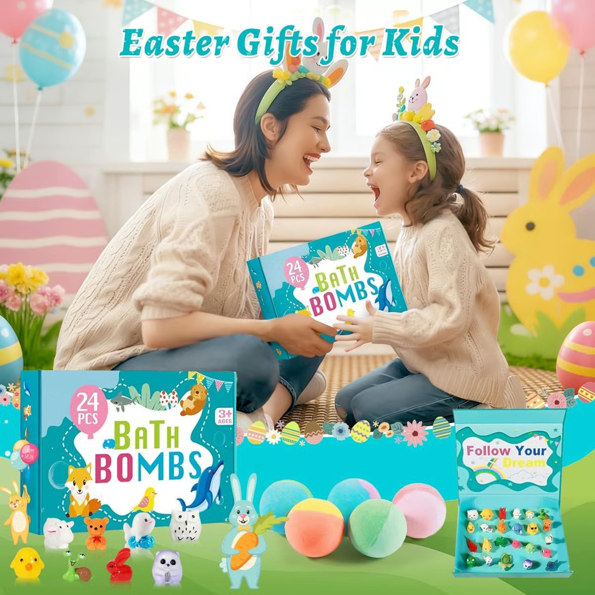 🛁 Natural Bath Bombs for Kids with Mega Bubbles & Surprise Inside 🥚✨ Same as in the video 🎁Comes with A Toy Storage Box